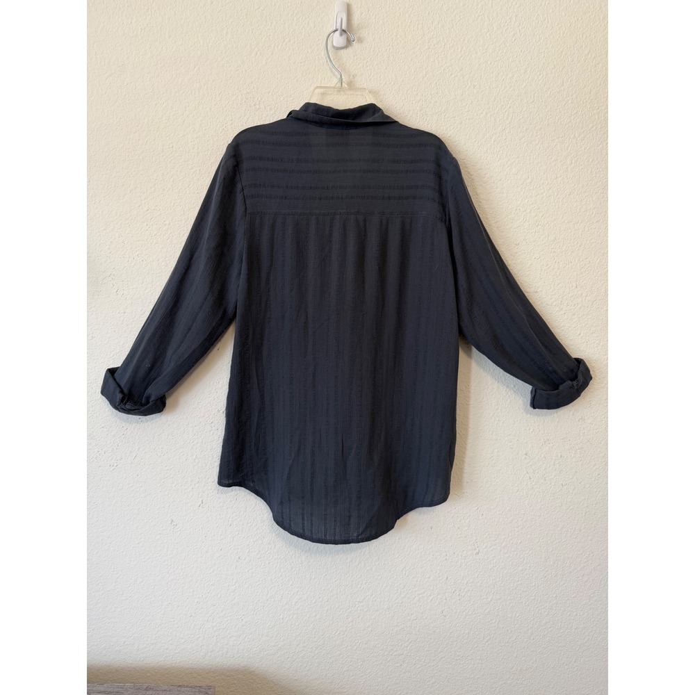 Knox Rose Embroidered Button Down Top Small Gray Boho Long Sleeve Blouse - Picture 2 of 7